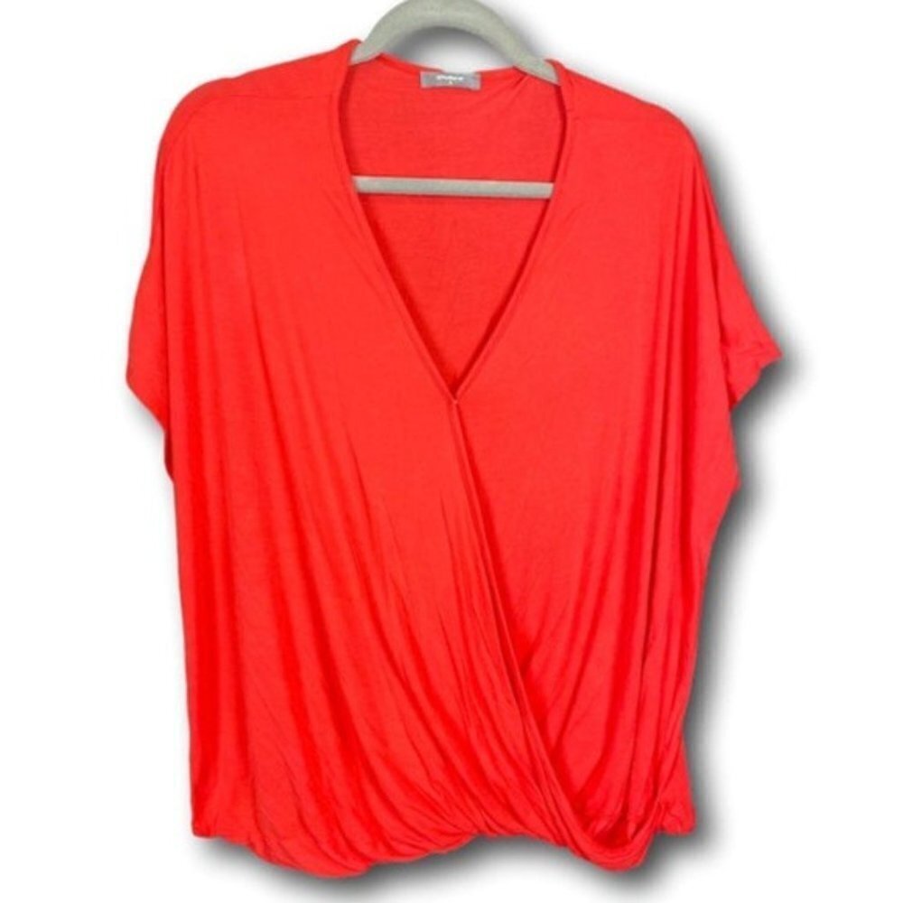 Womens Studio-W Red Faux Wrap Blouse / Top S